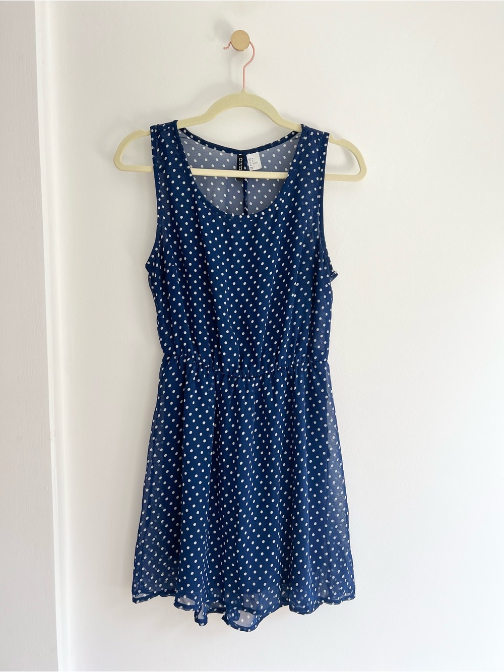 H&M Navy and White Polka Dot Sleeveless Mini Dress | Women’s Size 6